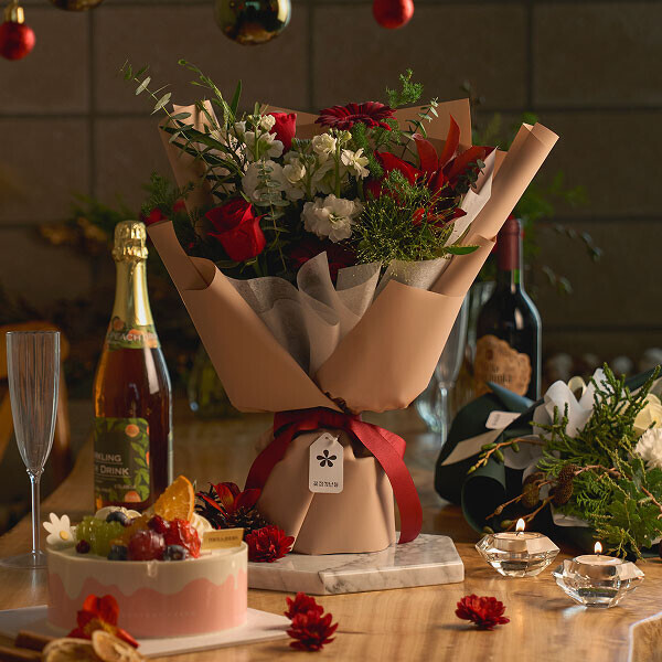 크리스마스 꽃다발+케이크