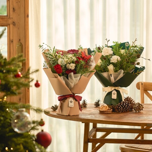 꽃집청년들,크리스마스 꽃다발+케이크