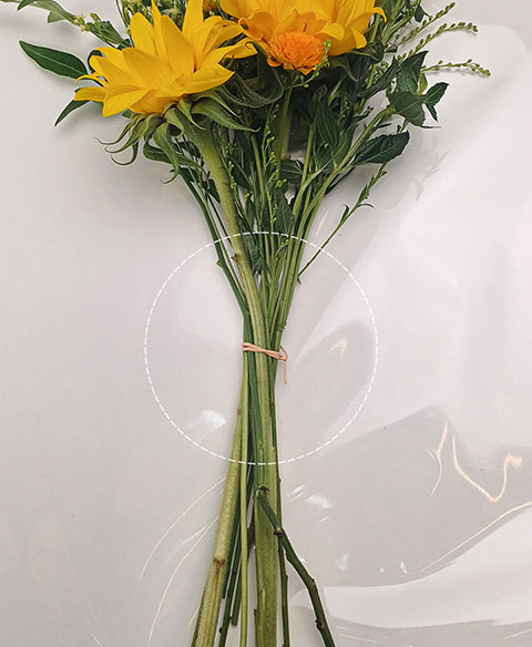 해바라기 꽃다발 지철사로 고정하기