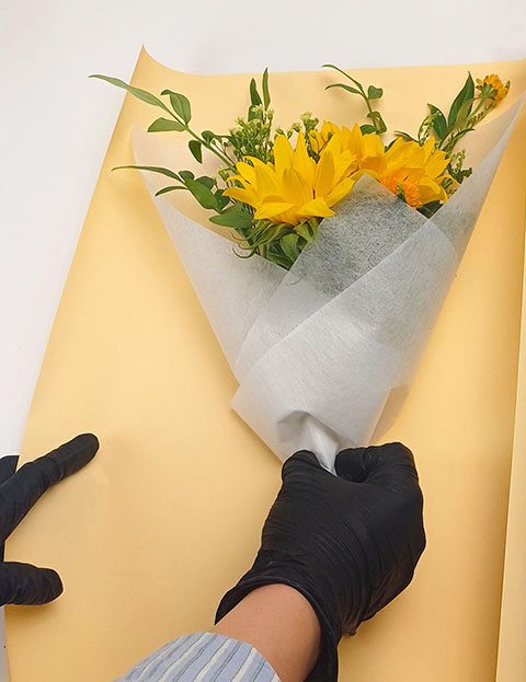 꽃다발 포장 플로드지 반으로 자르기