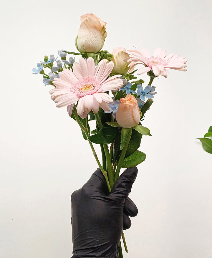 분홍 장미 꽃다발 만들기